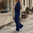 thumbnail image 5 of SUNBS Women's 2 Piece Loungewear Sets Fall Outfits Crew Neck Long Sleeve Top High Waist Wide Leg Pants for Travel Airport Casual Wear, 5 of 9