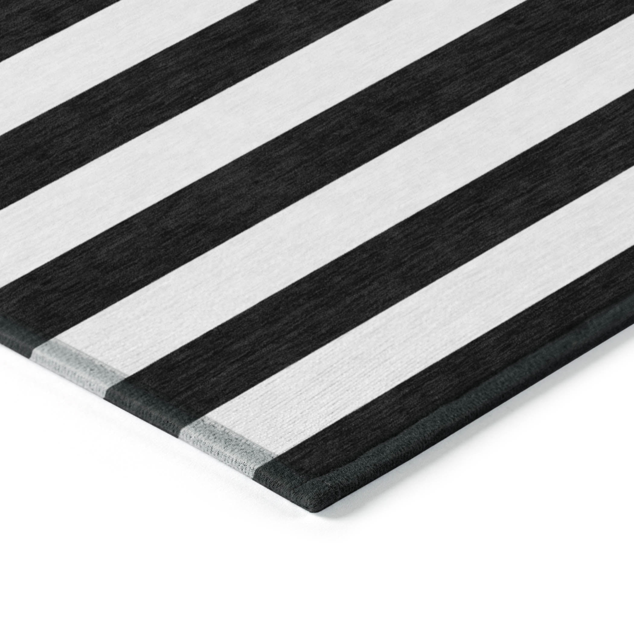 Addison Rugs Chantille Indoor/Outdoor Transitional Stripes Black Washable Rectangle Rug, 10' x 14'