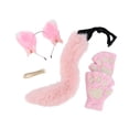 thumbnail image 4 of Diadema con orejas de gato de felpa, guantes con y cola, juego de roles para espectáculo escénico Rosa, 4 of 8