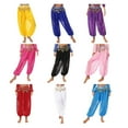 thumbnail image 6 of Women Chiffon Belly Dance Harem Pants Sequins Side Split Pants Fancy Dress Beads Tassels Bloomers Trousers for Bellydance, 6 of 7