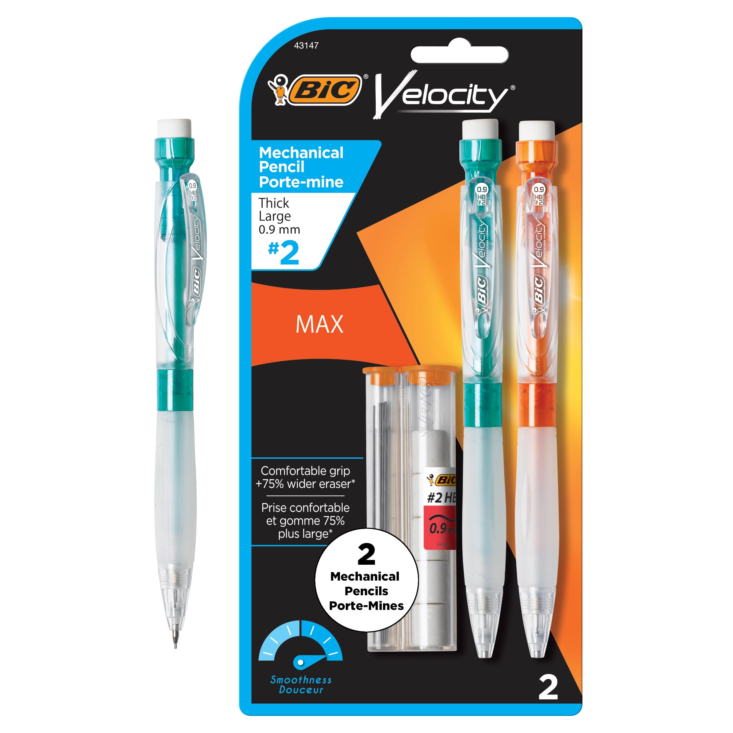 BIC Velocity Max Mechanical Pencil, Thick Point (0.9 mm), 2Count