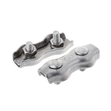 

JUNTEX 2pcs Stainless Steel Wire Rope Clips Double Grips Cable Clamps For Wires 2mm 3mm