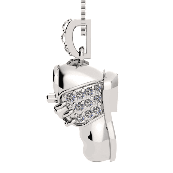 Nana Sterling Silver Shoe Made with Pure Brilliance Zirconia Pendant-Necklace W/0.8mm 22" Adj. Box Chain - Platinum Plated