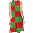 thumbnail image 2 of Red and Green pattern Spring Summer Dresses for Women Fashion T-shirt Dress Casual Sleeveless Loose Sundress with Pockets, 2 of 5