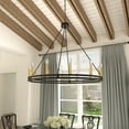 thumbnail image 4 of ACROMA  12-light Farmhouse Black Wagon Wheel Chandelier Muted Brass & Matte Black, 4 of 5