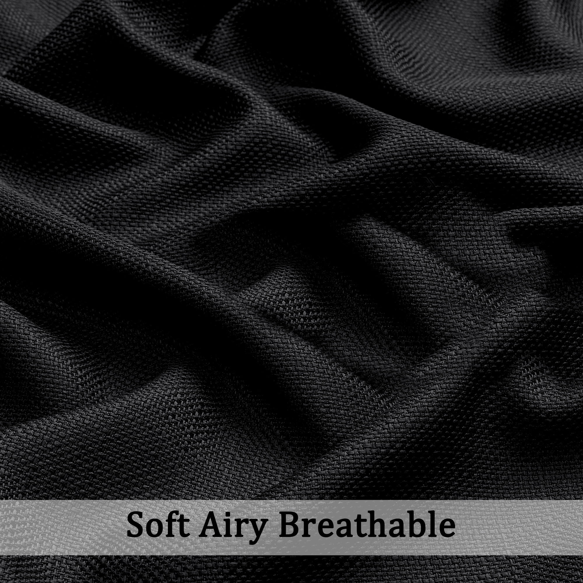 OVZME Bethany Black Curtains 45 Inch Length for Bedroom 2 Panels Set, Soft Airy Farmhouse Semi Transparent Curtain for Living Room, Solid Textured Apartment Decor with Rod Pocket, Each 30"Wx45"L
