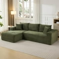 thumbnail image 3 of 108" Modular Corduroy Sectional Sofa – Cloud Couch with Deep L-Shaped Left-Facing Chaise, Soft Boneless Design, No Assembly Needed, Comfortable Green Sofa for Living Room or Bedroom – Olive Green, 3 of 8