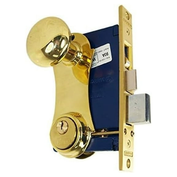 Marks 21AC RHR Double Cylinder Iron Gate Ornamental Knob Plate Mortise Lock Set with 2-1/2" Backset