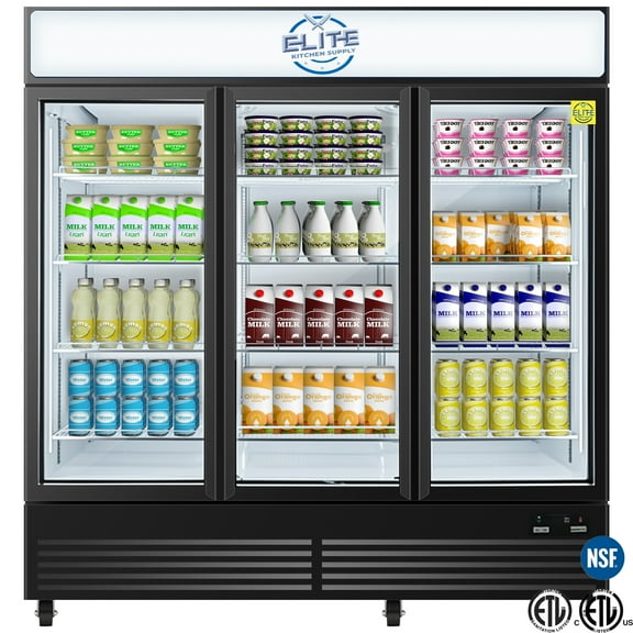 NSF 74 in. Commercial Glass Door Merchandiser 49 Cu.Ft. 3-Door Refrigerator Energy Saving Cooler ETL