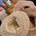thumbnail image 5 of 2025 Elegant Crochet Straw Hat with Ruffle Detail, Vintage Ruffle Crochet Straw, Foldable Hand-Woven Sun Hat for Women, 5 of 7