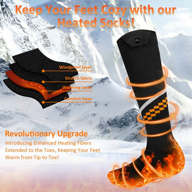 Heated Socks for Men and Women Upgraded Rechargeable Electric Winter (black  L)