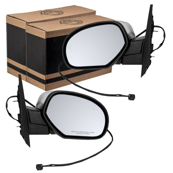 Brock Power Mirror for 2007-2013 Silverado 1500 Brushed Chrome Cover Heated Manual Fold Set