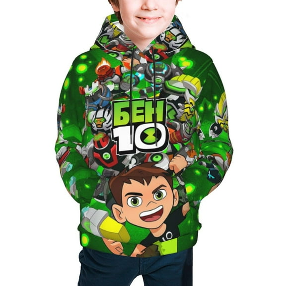 Youth Ben 10 Hoodies 3D Print Pullover Hooded Sweatshirt With Pocket For Boys Girls Teen Medium