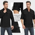 thumbnail image 2 of POENTAB Long Sleeve Fishing Shirts for Men Quick Dry Hiking Work Shirt Sun Protection UV UPF 50 Button Down Tops With Mesh Line Outdoor Safari Black, 2 of 8