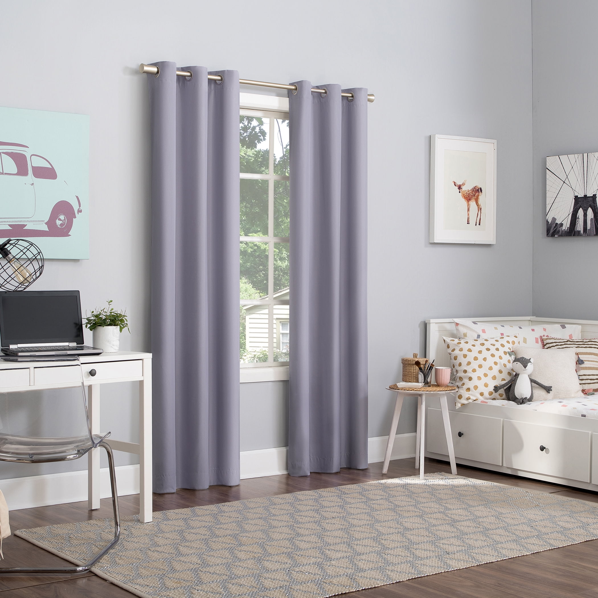 Sun Zero Harper Bright Vibes 100% Blackout Grommet Curtain Panel, 40"X96", Lavender, 40"X96", Lavender