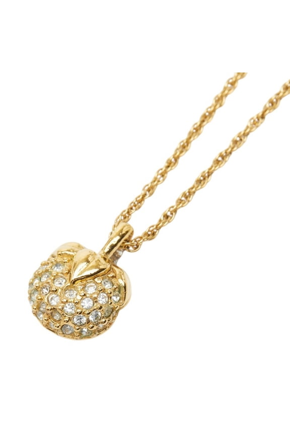 Pre-Owned Christian Dior Dior Fruit Chain Pendant Necklace, Gold Plated, Rhinestones, Women's