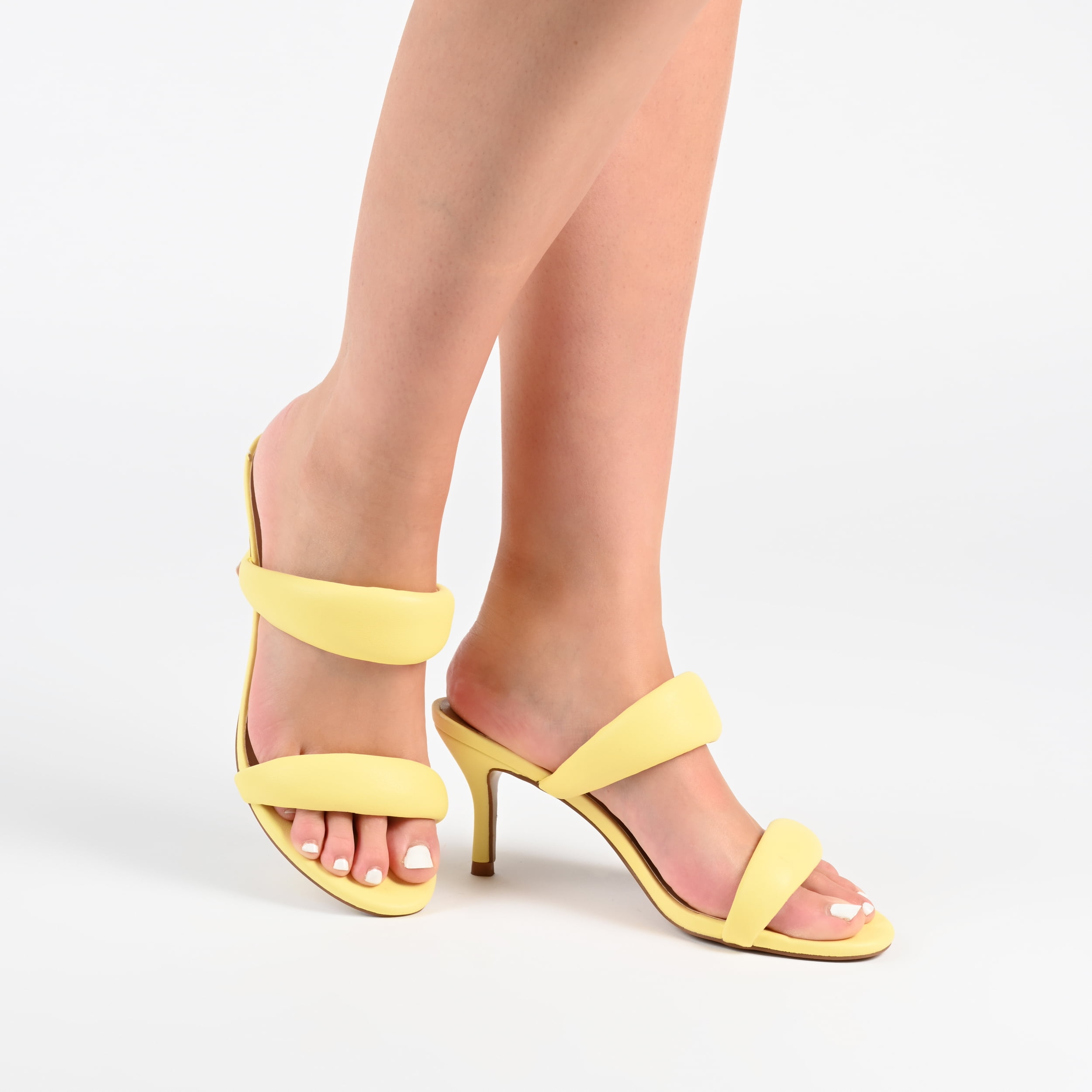 Journee Collection Womens Mellody Light Puff Strap Slip On Open Toe Pumps