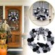 thumbnail image 1 of Adornos De Halloween Corona Floral Con Rosas Blancas Y Cuervos Para Salón, Puerta, Pared, Hogar Gótico, 1 of 7