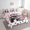 thumbnail image 2 of Homewish Fashion Perfume 7 Pieces Full Size Bedding Sets,Cheetah High Perfume Bowknot Full Size Bed in a Bag,Pink,Pink Reversible, 2 of 8