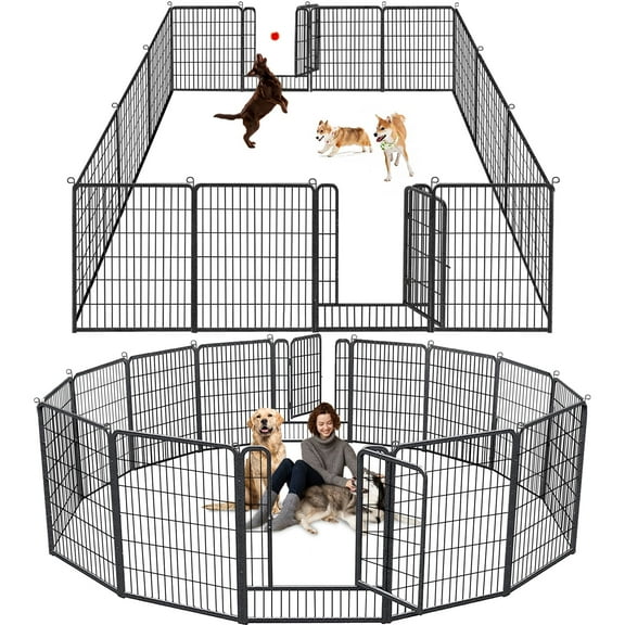 Jhsomdr Dog Playpen Outdoor 18 Panels 40" Height Heavy Duty Metal Dog Fence Puppy Playpen with Doors for Large/Medium/Small Dogs Indoor Pet Fence Exercise Dog Pen for RV, Camping, Yard