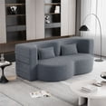 thumbnail image 3 of Convertible Teddy Fabric Foam-Filled Sleeper Sofa Bed,15" Full Size Folding For Living Room,Grey, 3 of 10