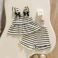 thumbnail image 2 of HAYIMI Toddler Girls Striped Camisole Tops And Lace Shorts Outfit Sets Casual Two Piece Summer Wear Relaxed Fit Clothes Sets, 2 of 9