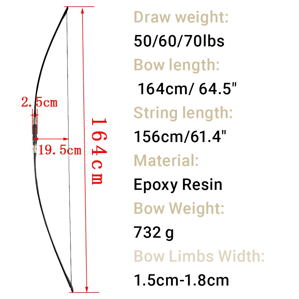 65" English Traditional Longbow Set 60lbs Archery Takedown Bow Hunting