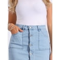 thumbnail image 5 of DARING DIVA Women's Button Down Frayed Raw Hem Jean Midi Skirt XS Light Blue, 5 of 6