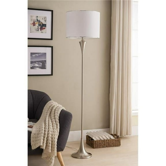 Floor Lamp - Brushed Nickel & White