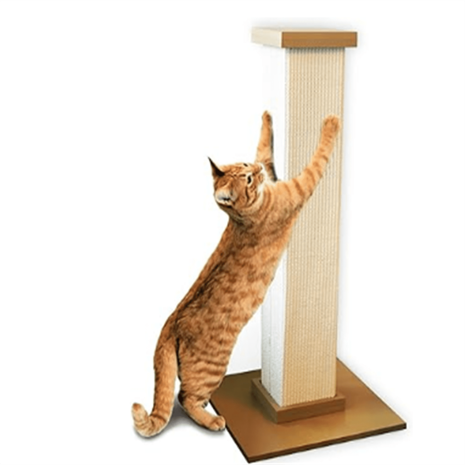 Scratching Post – Beige, Large 32 Inch Tower - Sisal Fiber, Simple Design - For All Cats