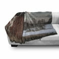 thumbnail image 3 of Country Soft Flannel Fleece Throw Blanket, Moonlight House Trees Winter Season View Barren Nature Themed Composition, Cozy Plush for Indoor and Outdoor Use, 50" x 60", Brown and Beige, by Ambesonne, 3 of 6