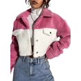 thumbnail image 3 of Womens Fuzzy Fleece Jacket Button Down Coats Casual Winter Warm Outwear with Pockets Pink S, 3 of 9