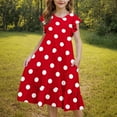 thumbnail image 7 of Ugoldhm Girls' Summer Polka Dot Fit & Flare Sundress Short Sleeve, Crew Neck, Casual Style for 6-15 Years, 7 of 7