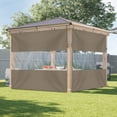 thumbnail image 4 of COVERS&ALL Outdoor Clear Panel Curtain, 12 Oz Tarp Max Waterproof UV Resistant, for Outdoors Indoors, Rustproof Grommets (10' H x 10' W Feet, Beige), 4 of 6