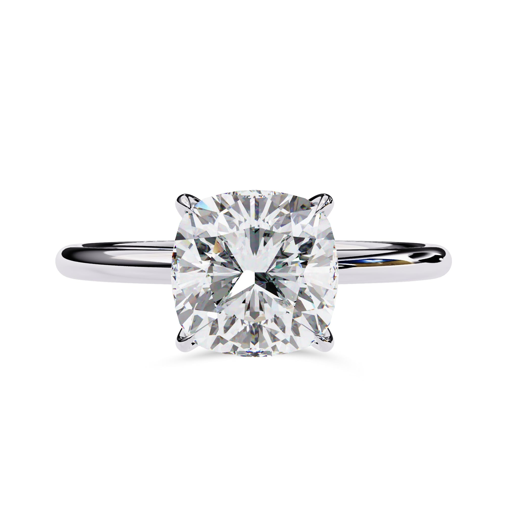 AFFY Solitaire Engagement Rings For Women, Center 8mm Cushion Cut Lab Created Moissanite Wedding Anniversary Ring in 14K White Gold Plated 925 Sterling Silver Size-10