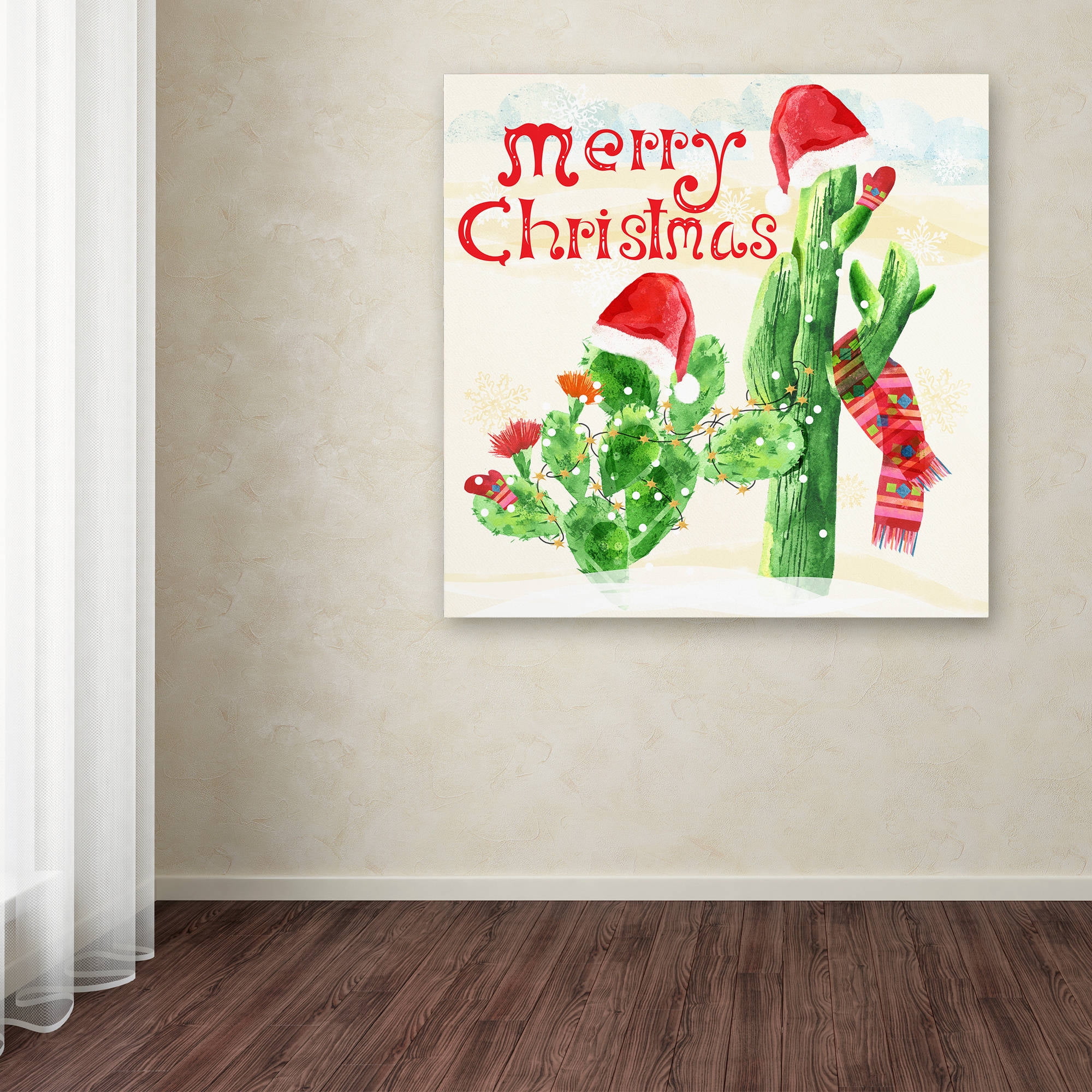 Trademark Fine Art "Xmas Cactus" Canvas Art by Lisa Powell Braun