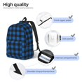 thumbnail image 3 of Disketp Blue Black Plaid print Canvas Backpack Lightweight Travel Daypack Student Rucksack Laptop Backpack-Small, 3 of 5