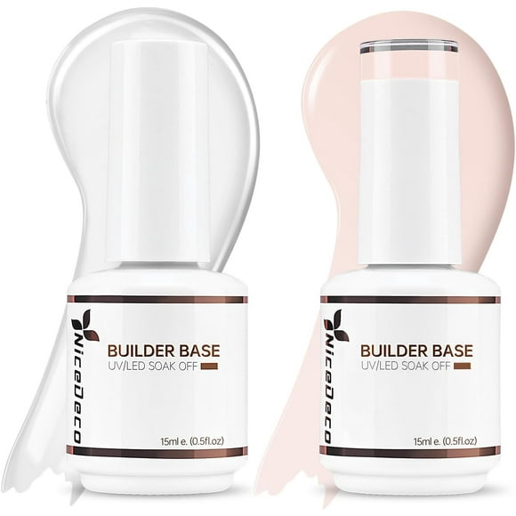TRAHOO-8 in 1 Builder Nail Gel for Nails, Hema-free,Cruetly-free,Vegan, Gel Builder Set Translucent Nude Color Jelly Gel Builder for Holiday Nails Gel Polish Nail Art Design Nail for Women 2pcs X 15m