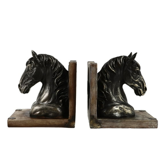 MLINS 1 Pair Retro Style Horse Head Bookends Resin Bookshelf Accessories