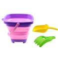 thumbnail image 1 of 1 Set Beach Toy Set Collapsible Sand Bucket Mini Shovel Rake Three-Piece Playing Set Interactive Toy Accessories Kids Baby Beach Sand Castle Sandbox Toy Set Summer Outdoor, 1 of 10