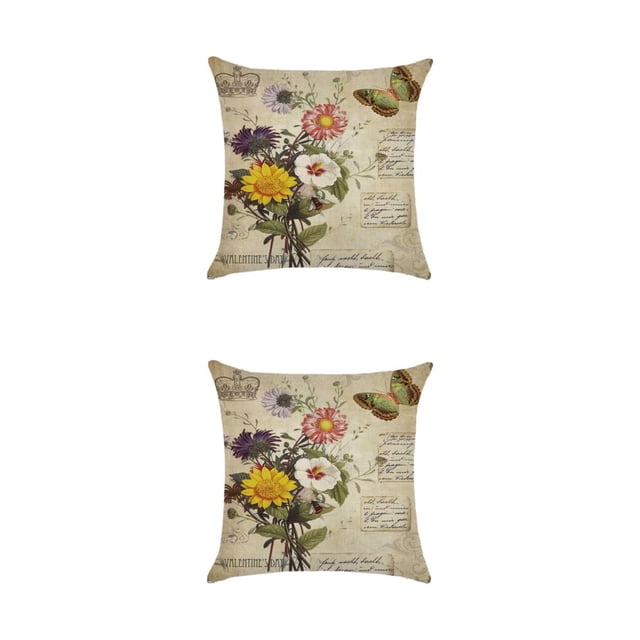 Maytalsory Easy To Change Flowers Pillowcase Addition To Home Decor Polyester Decorative Pillow Cushion Covers Soft Durable kztym001-6 2Set