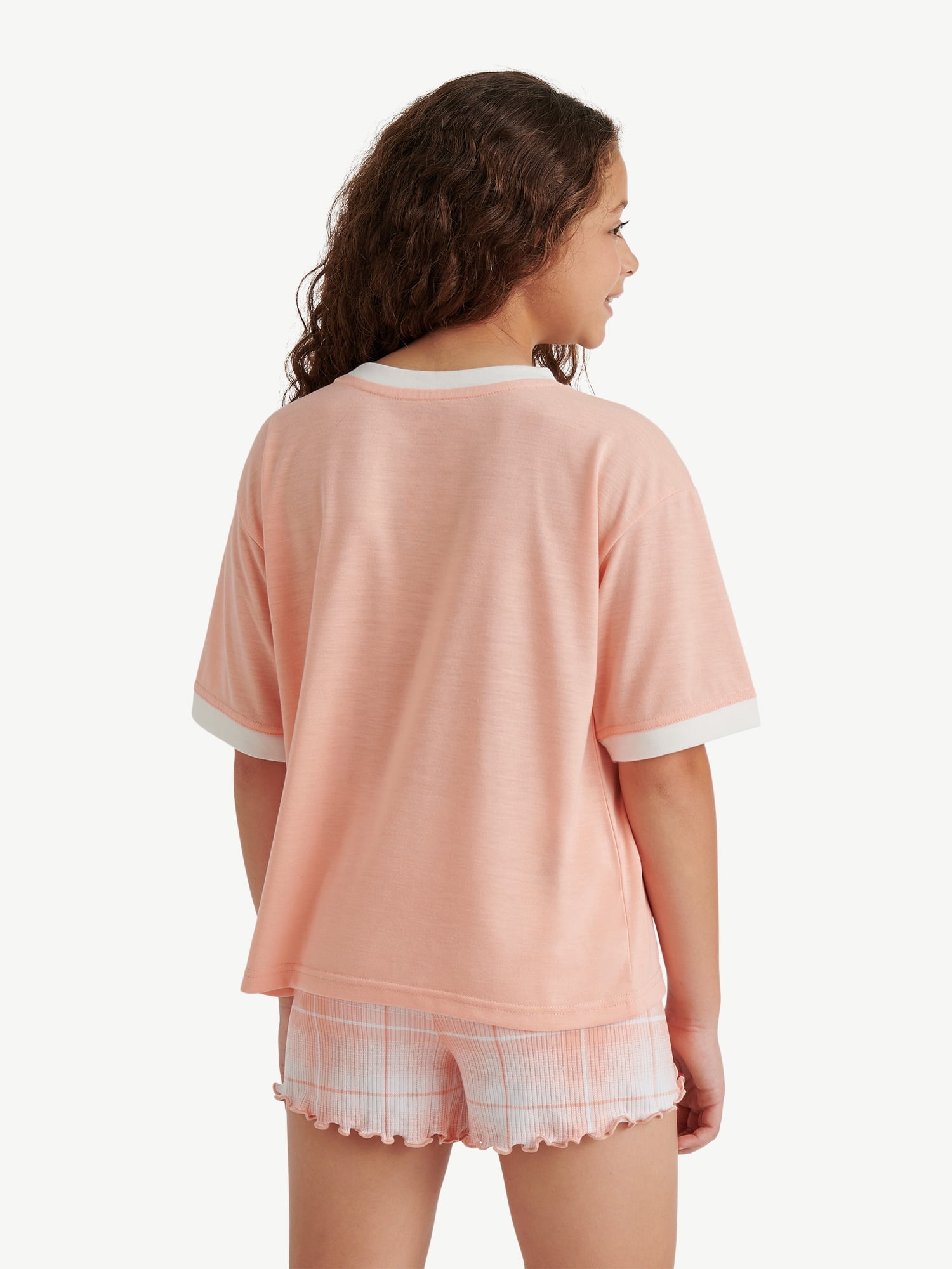 Justice Girls Short Sleeve Sleep Top and Shorts, 2-Piece, Sizes 5-18 & Plus