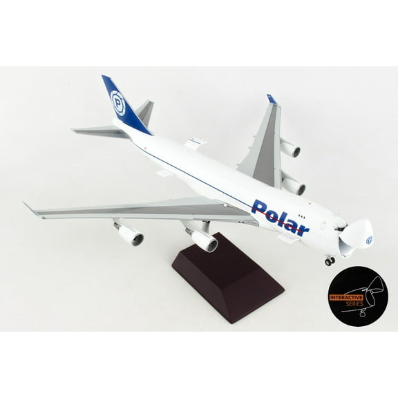 Boeing 747-400F Commercial Aircraft White with Blue Tail "Gemini 200 - Interactive" 1/200 Diecast Model Airplane by GeminiJets
