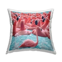 Stupell Industries Summer Flamingos in Pool Decorative Printed Throw Pillow, 18 x 18