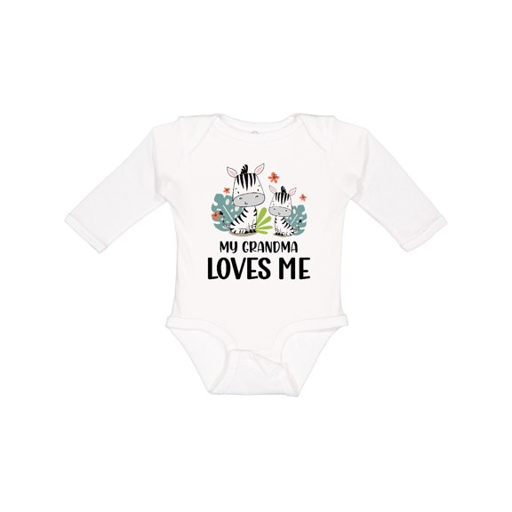 Inktastic Zebra My Grandma Loves Me Boys or Girls Long Sleeve Baby Bodysuit