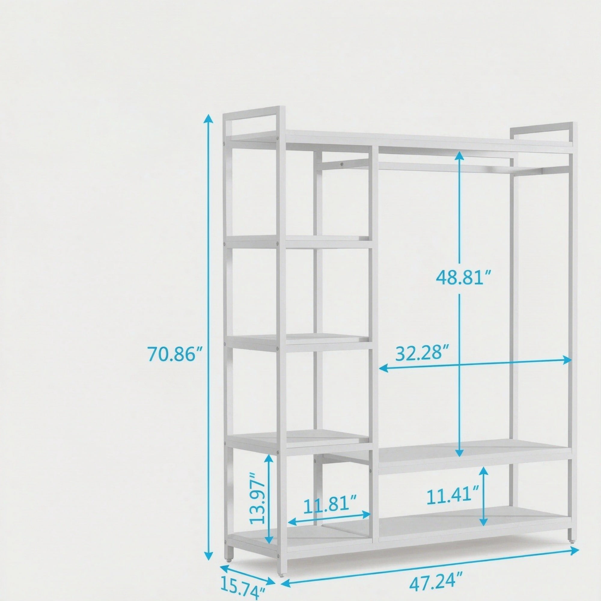 Astoutdoor Freestanding Closet Organizer with 6 Shelves, 75.39 in Long, 72.75 lb