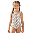thumbnail image 2 of Swimsuit for Girls 5t Classic Color Block Stretchy Upf 50+ Sun Protection Cutout Ruched Bathing Suits Tie Adjustable Straps Girls' Swimwear 9-16y, 2 of 8