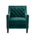 thumbnail image 4 of Accent Chair with Arms, Mid Century Modern Decorative Side Chair , Upholstered Reading Chair with Wood Legs Nailhead Studded Wingback Velvet Fabric Chair, for Living Room Bedroom, Greem, 4 of 7