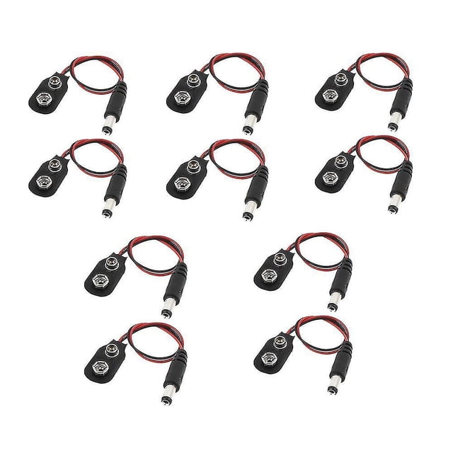 Conector de botón de batería de 9 V tipo I, soporte de batería, 2,1 x 5,5 mm, enchufe de CC, 10 unidades