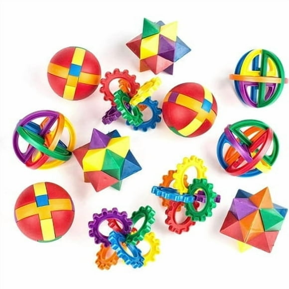Neliblu Cadeaux de Fête pour Enfants, Lot de 12 (8.82 x 6.69 x 2.91) Balles Casse-Tête Amusantes - Remplissages de Sacs Goody - Prix pour Boîte au Trésor en Classe, Casse-Têtes Casse-Tête Fidget Cérébraux Vidéos Instructives Claires Incluses